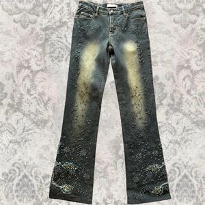 Beaded Y2K 2000s Fairy Blue Wash Wide Leg Woman’s 9 Jeans